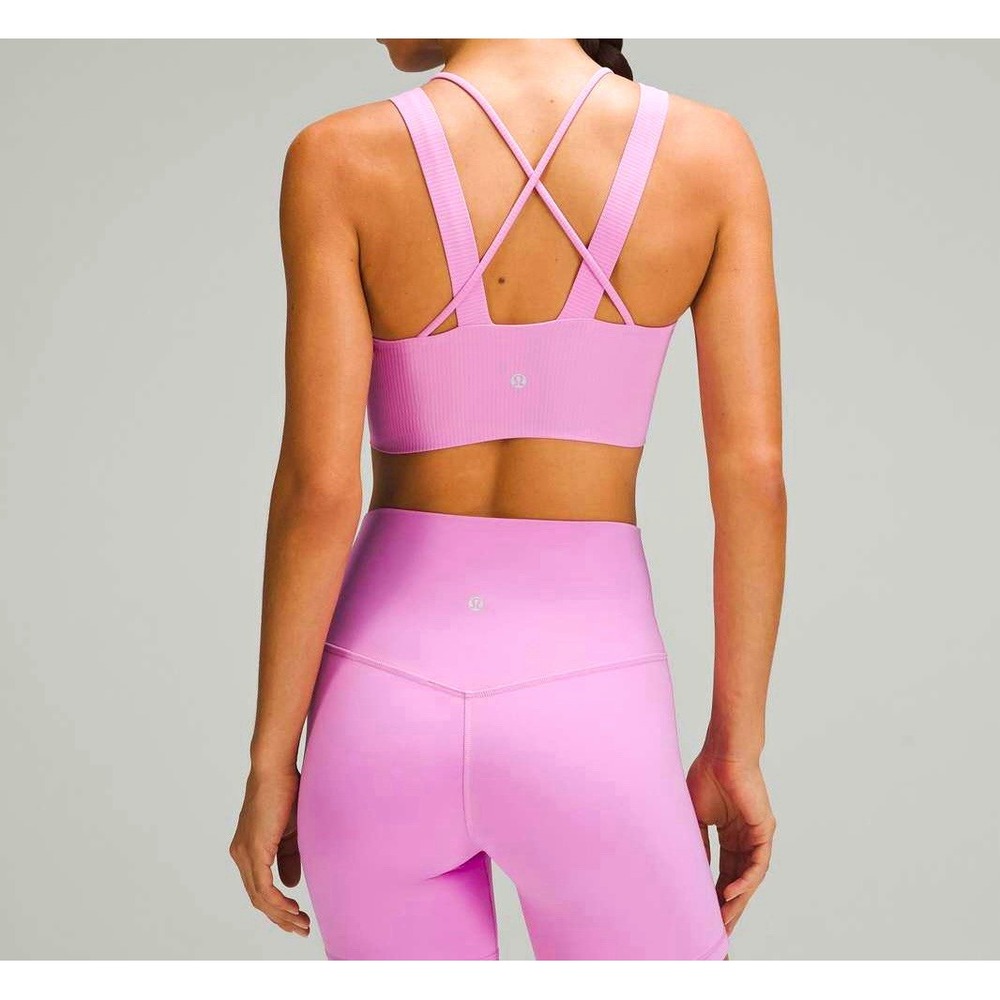 Lululemon Like a Cloud Longline Ribbed Bra Ltight Support,  Dahlia Mauve Size 12